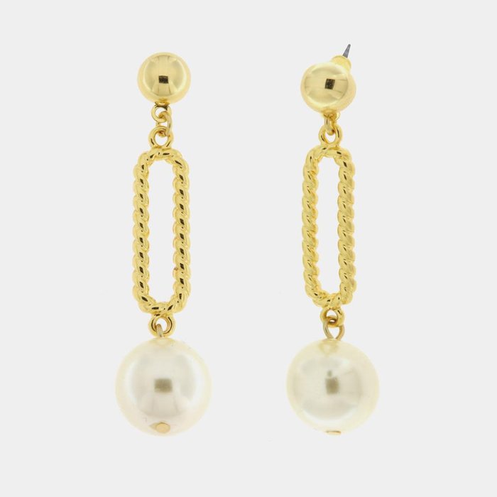 Maxi chain and pearl pendant metal earrings