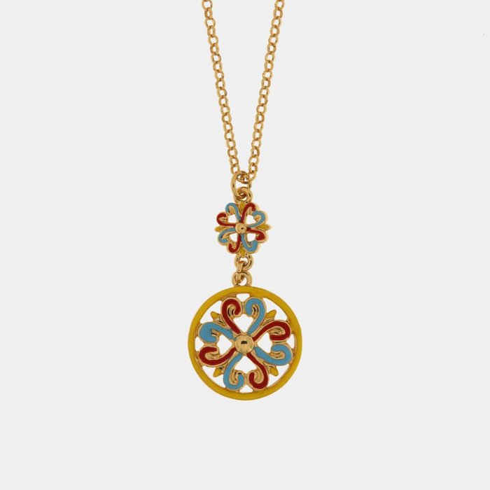 Collier en métal avec majolique colorée