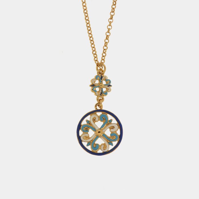 Collier en métal avec majolique colorée