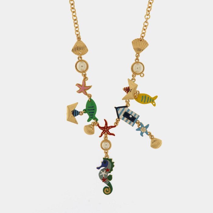 Metal Necklace with Marine Symbols