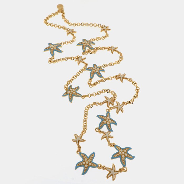 Collier en métal avec étoile de mer bleue