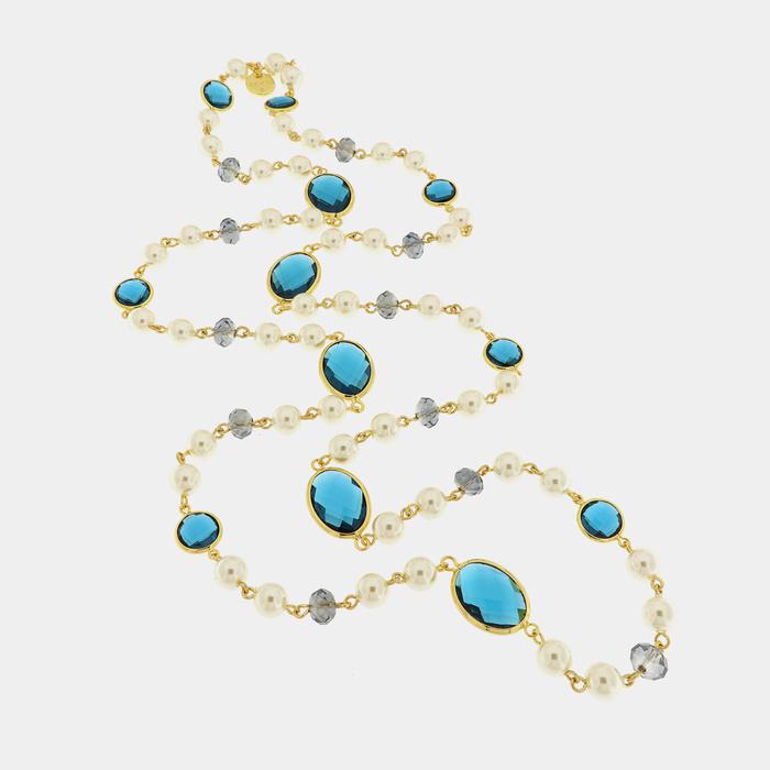 Collier en métal avec cristaux bleus