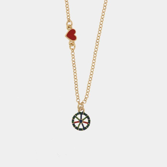 Metal Necklace with Pendant Wheel and Little Heart