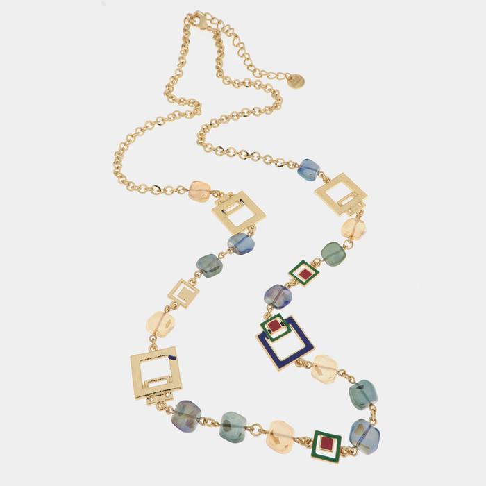Collier en métal avec cristaux inspiré du verre de Murano
