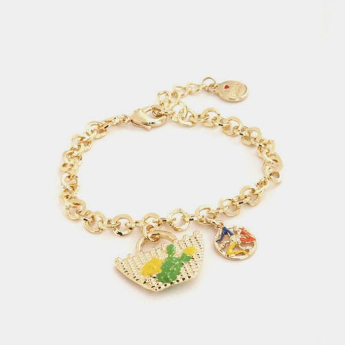Metal Bracelet with Sicilian Basket with Prickly Pear and Sicilian Lemon Design