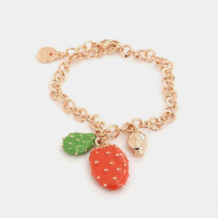 Bracciale in Metallo con ciondolo fico d'india pendente e piccolo pumo a lato