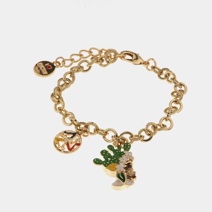Bracelet en métal avec tête de Maure pour homme et symbole Trinacria orné d'émaux colorés