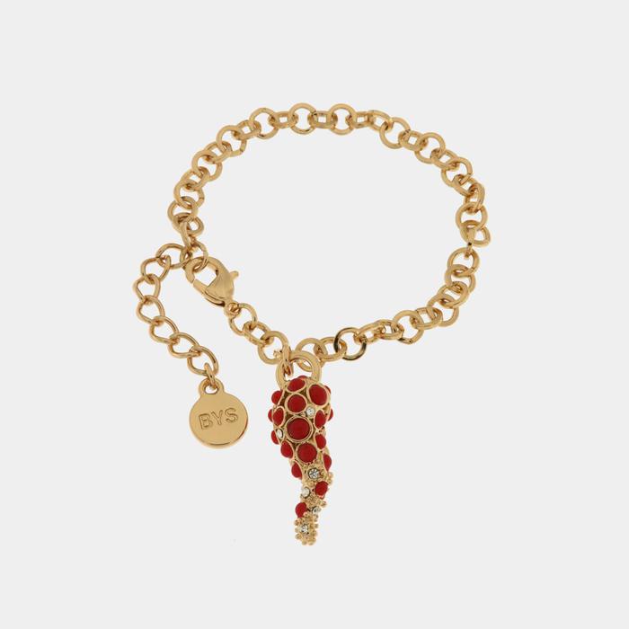 Bracelet en métal avec corne centrale et cristaux