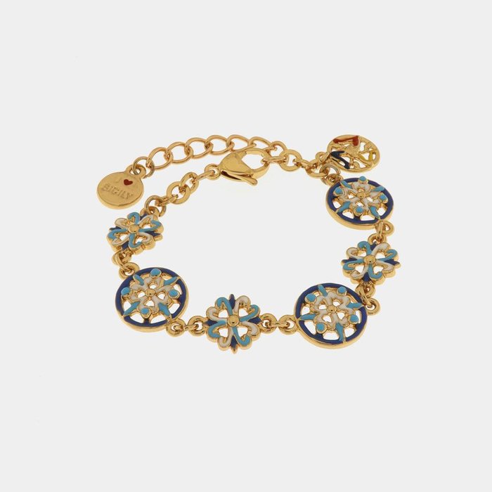 Metal Bracelet with Colored Majolica