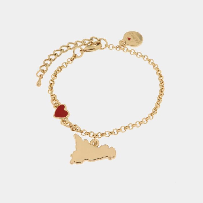 Metal Bracelet with Heart and Pendant Sicily Symbol