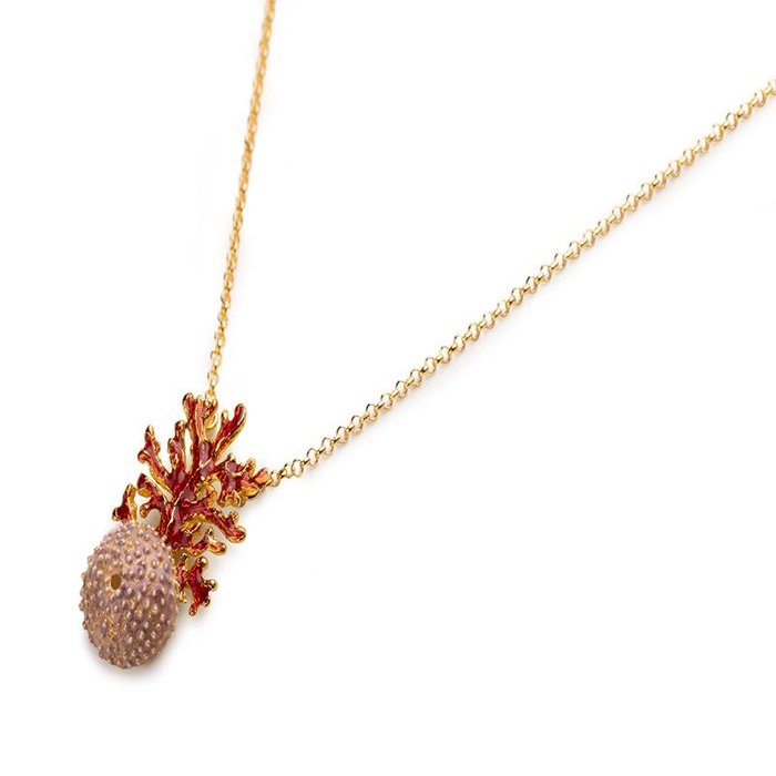 Carousel Hedgehog/Coral Necklace
