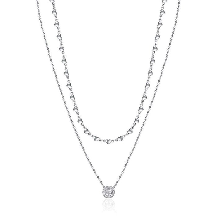 COLLANA DONNA IN ACCIAIO CON ALBERO DELLA VITA E CRISTALLI BIANCHI