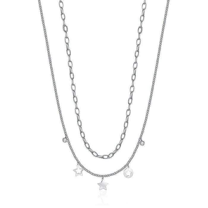 COLLANA DONNA IN ACCIAIO CON STELLE E CRISTALLI BIANCHI