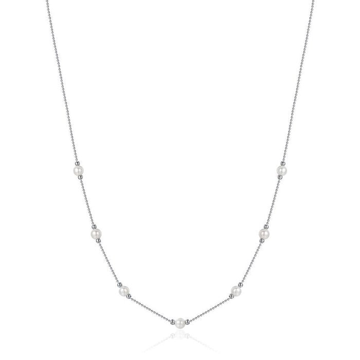 COLLANA DONNA IN ACCIAIO CON PERLE BIANCHE