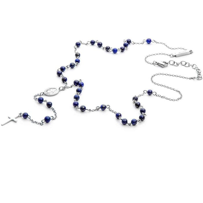 Collana blue rosary rosario pallini blu