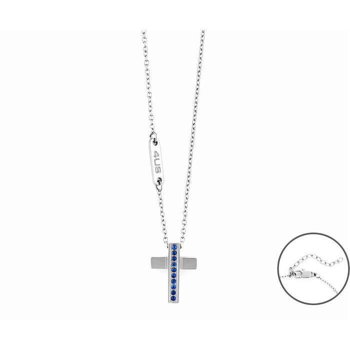 Collana croce zirconi blu