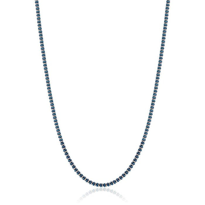 COLLANA UOMO IN ACCIAIO CON EMATITE BLU E SILVER
