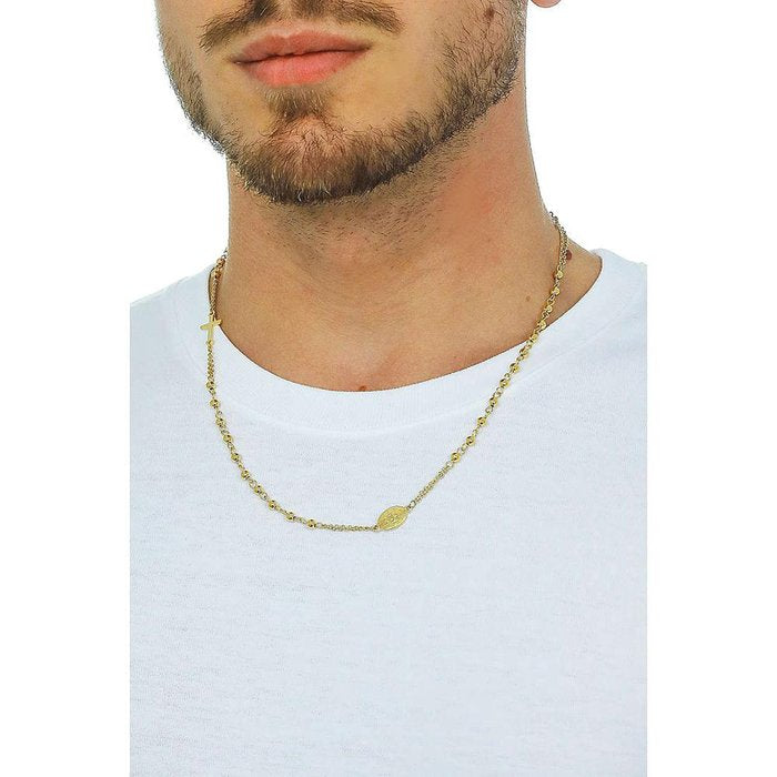 Collana croce e placchetta laminata