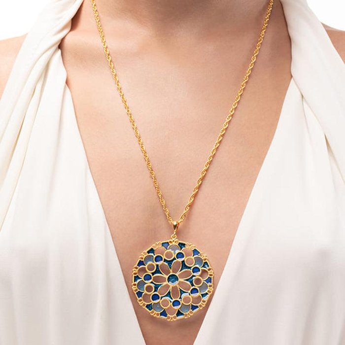 Pendente Merletti Tondo Blu