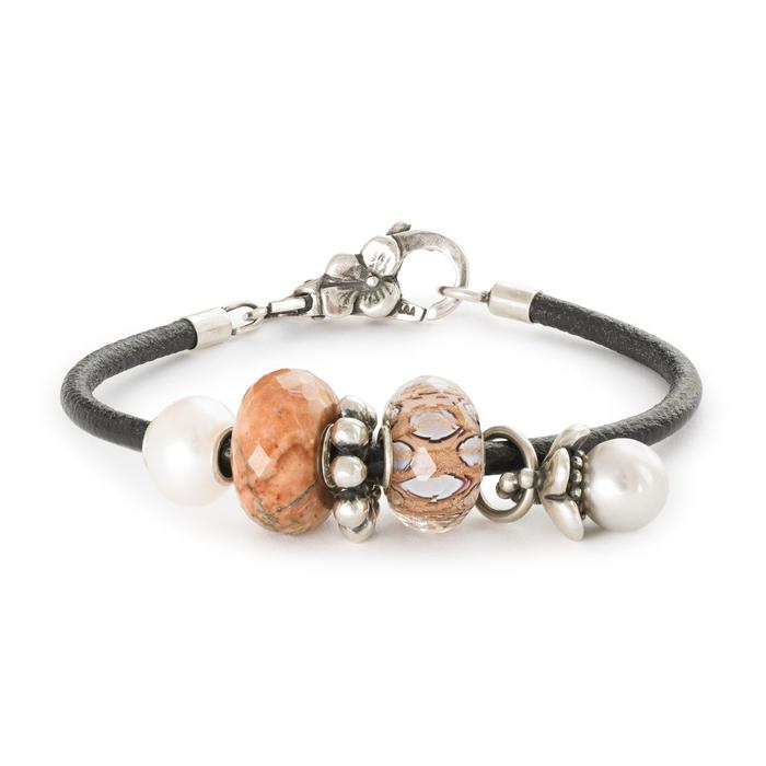 Bracciale in Pelle e Argento, Nero