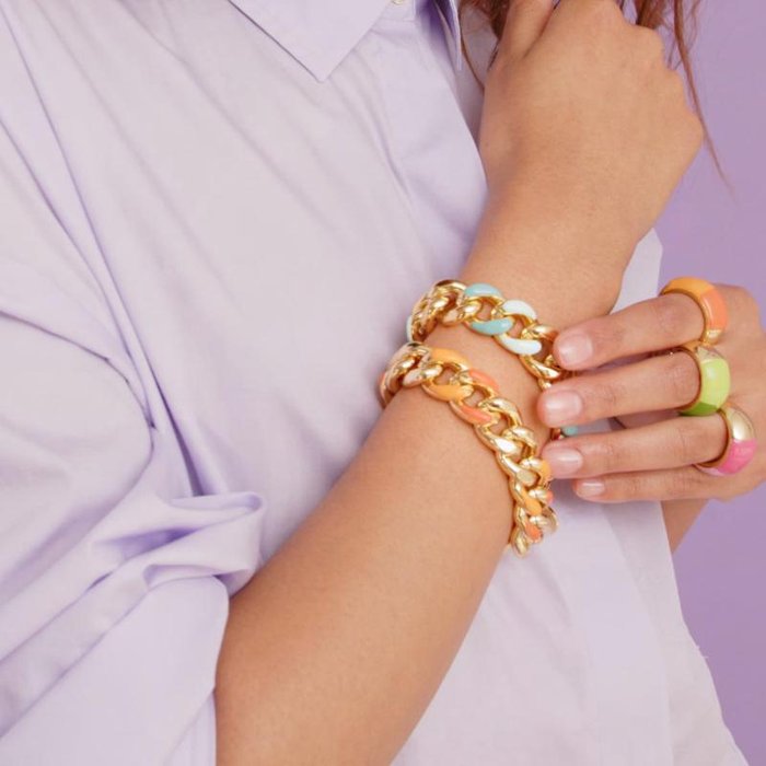 Bracciale groumette con smalto arancio