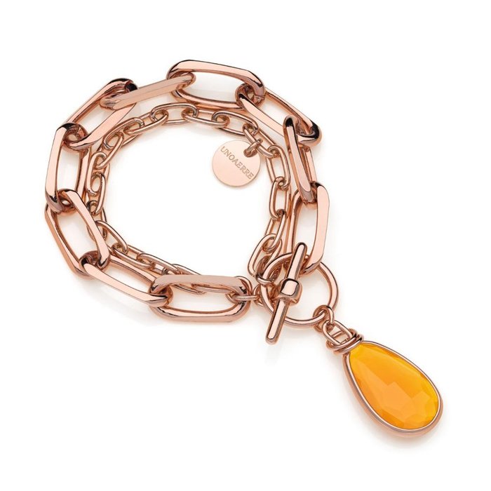 Bracciale di catena con cristallo ambra