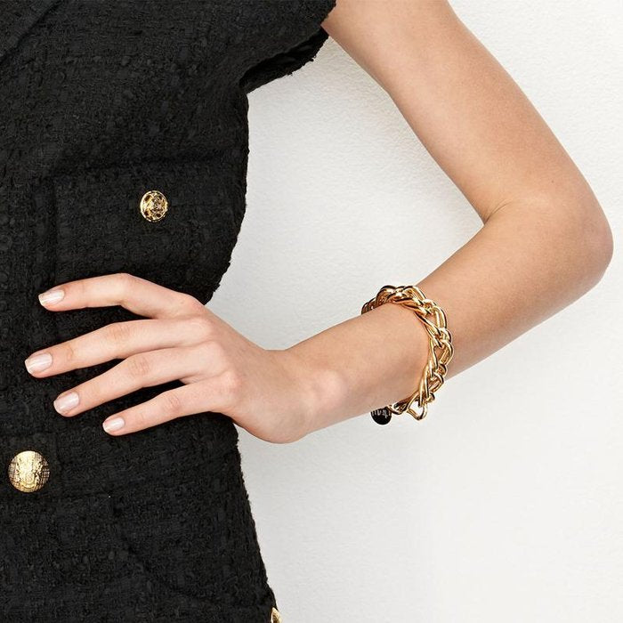 Bracciale in bronzo dorato con catena spiga