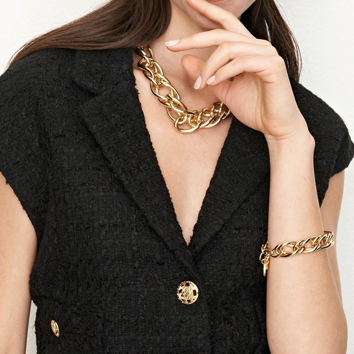 Bracciale in bronzo dorato con catena spiga