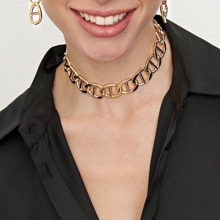 Collana Traversino in bronzo dorato