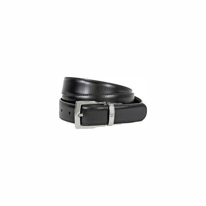 Cintura Da Uomo Montblanc Classic Line Reversibile In Pelle Nera / Marrone