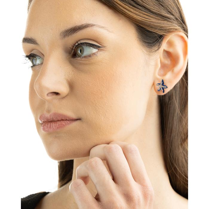 Boucles d'oreilles mini étoiles de mer Lapilli bleu