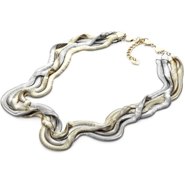 Collana bicolore 4 fili maglia snake