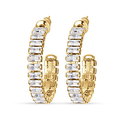 ORECCHINI DONNA IN ACCIAIO IP GOLD CON CRISTALLI BIANCHI