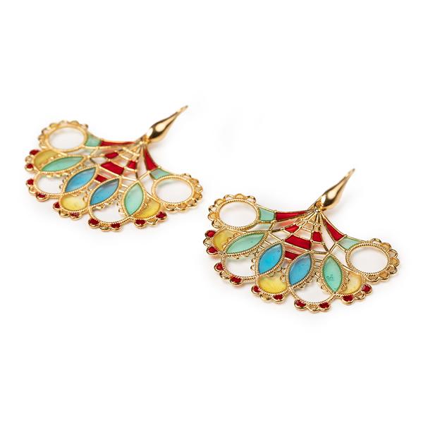 Blue Fan Lace Earrings