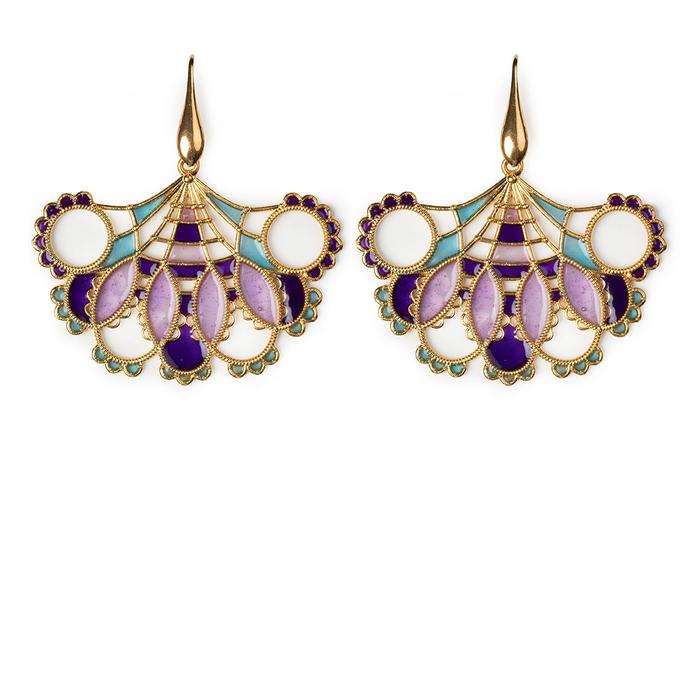 Purple Fan Lace Earrings