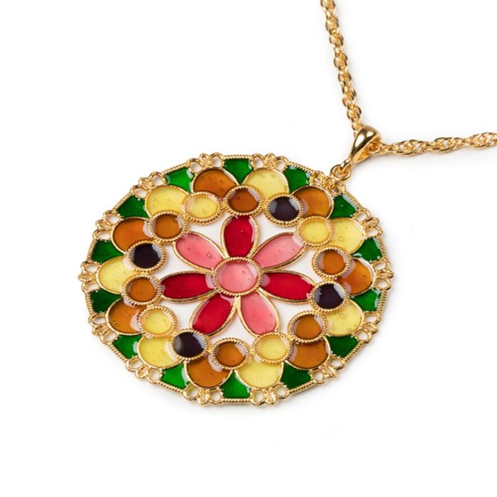 Multicolor Round Lace Pendant