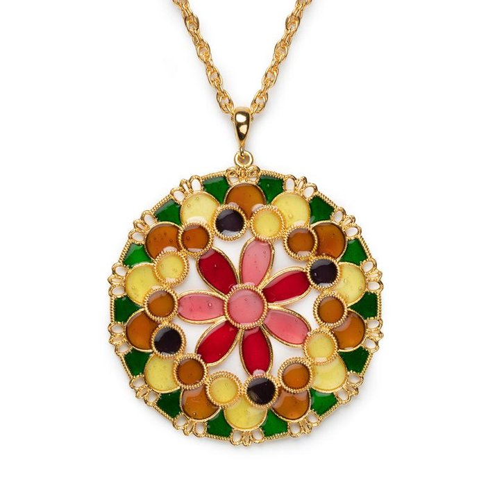 Multicolor Round Lace Pendant