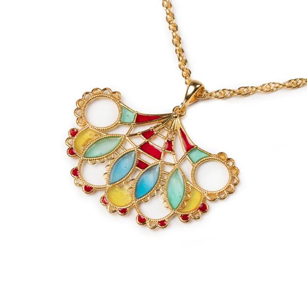 Pendant Lace Fan Blue
