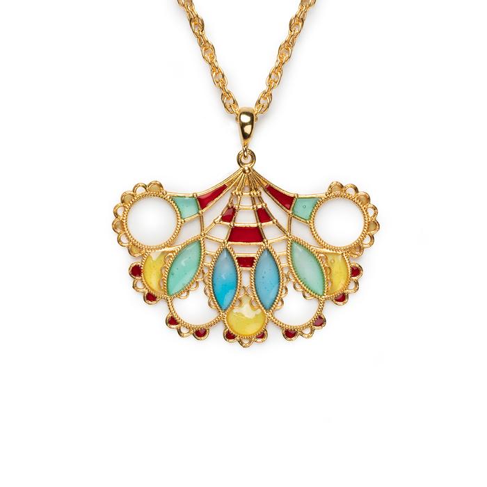 Pendant Lace Fan Blue