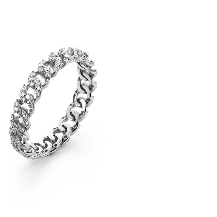 Anello maglia piatta zirconi