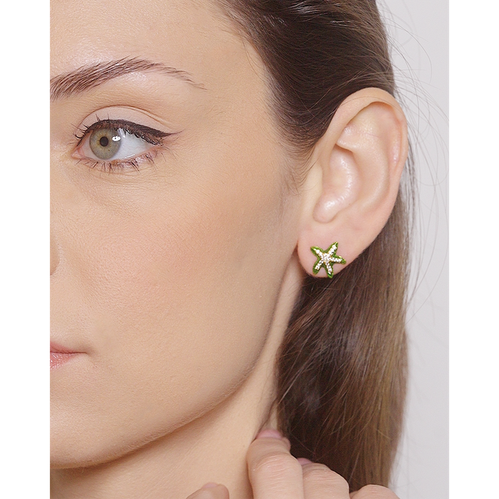 Mini Green Lapilli Starfish Earrings